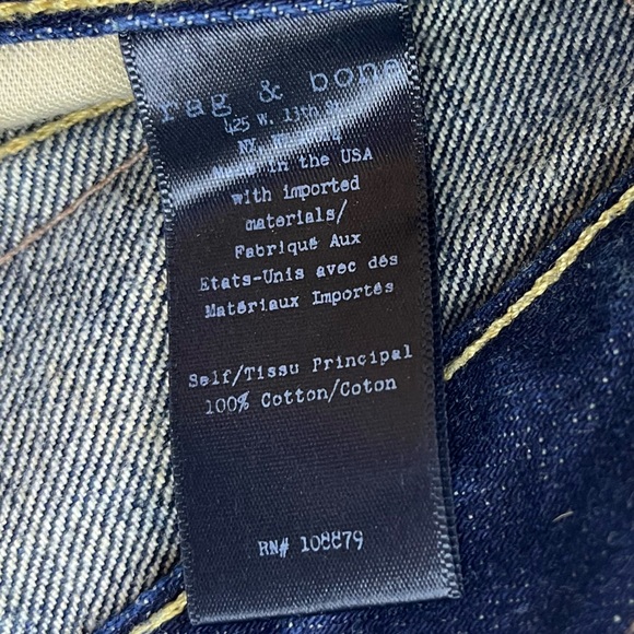Rag & Bone Trompe L’Oeil Indigo Selvedge Cuff Grommet Jeans N248-6 - Picture 5 of 8